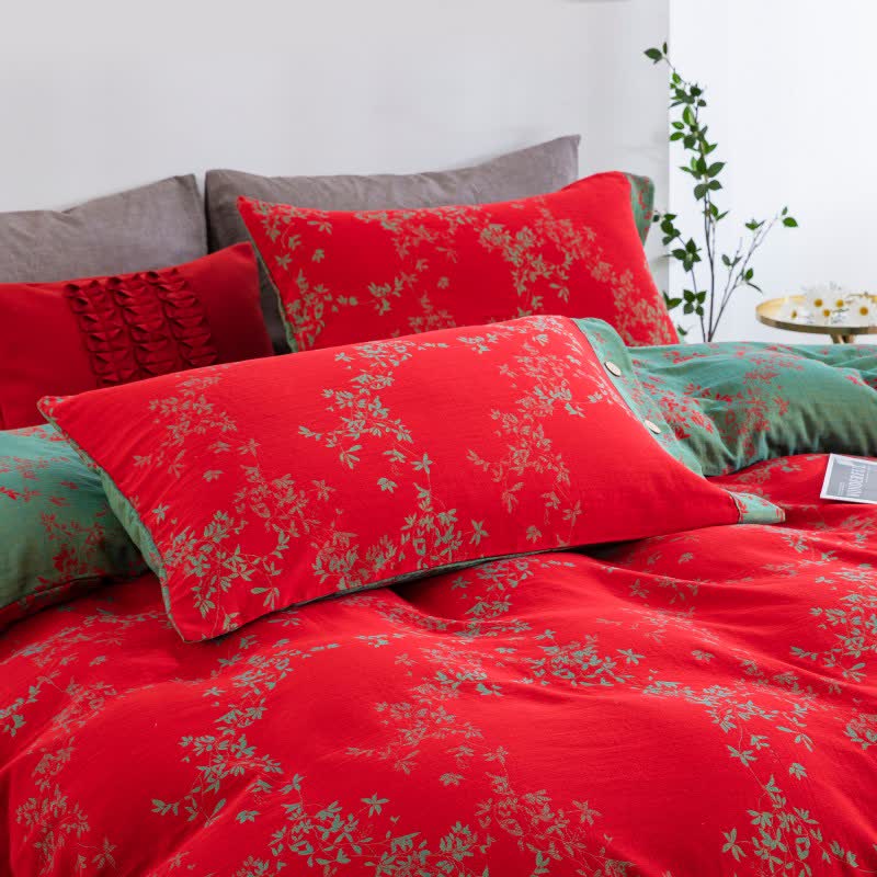 Country Leaf Cotton Gauze Bedding Set(4PCS) - image 3