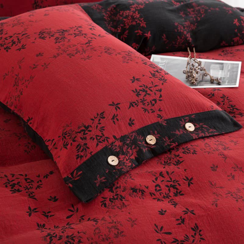 Country Leaf Cotton Gauze Bedding Set(4PCS) - image 12