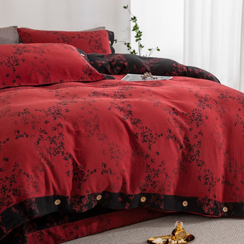 Country Leaf Cotton Gauze Bedding Set(4PCS) - image 10
