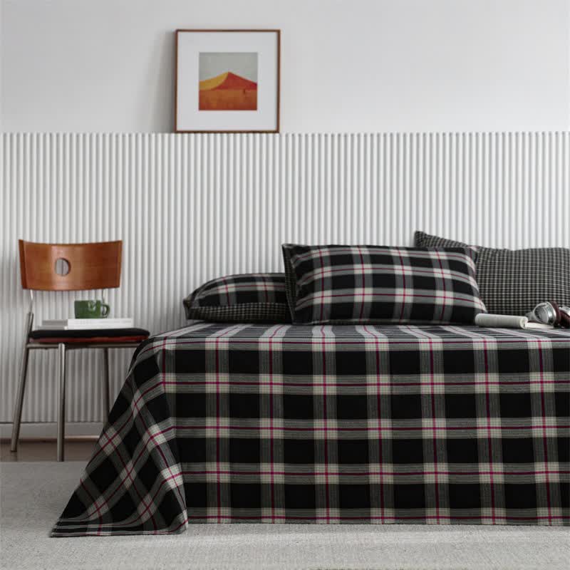 Classic Big Plaid Cotton Sheet Bedspread - image 2