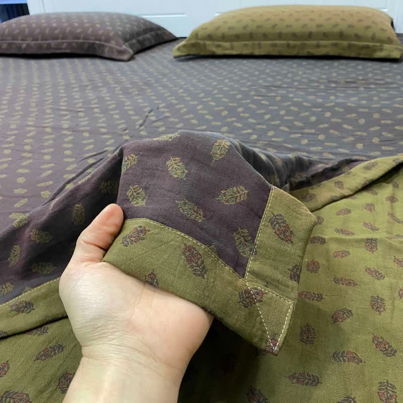 Retro Floral Cotton Reversible Sheet Bedspread - image 7