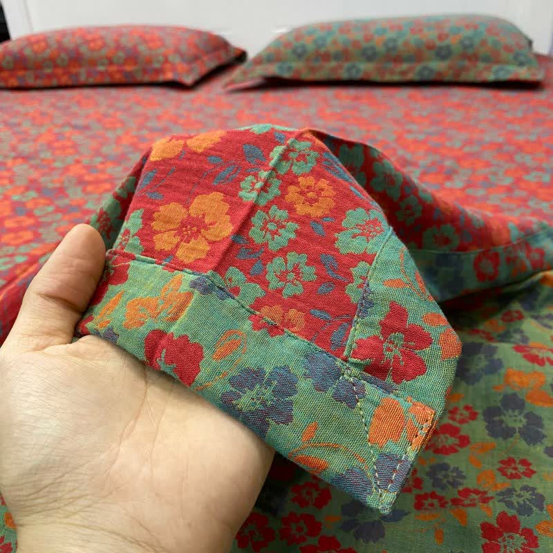 Pastoral Floral Cotton Reversible Sheet Bedspread - image 3