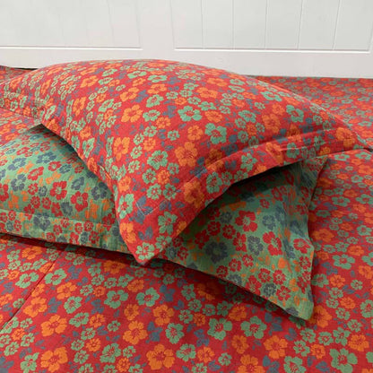 Pastoral Floral Cotton Reversible Sheet Bedspread - Red - 2PCS Pillowcases - 19" x 29" - image 4