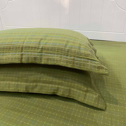 Green Gingham Cotton Reversible Sheet Bedspread - 2PCS Pillowcases - 19" x 29" - image 4