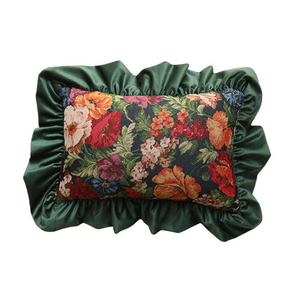 Country Style Floral Ruffled Throw Pillow - Green - Pillowcase - 12" x 19" - image 20