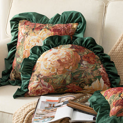 Oil Painting Peony Ruffled Throw Pillow - image 3