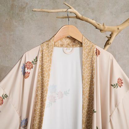 Sunshine Serenity Oriental Floral Bird Kimono Style Bathrobe - image 8