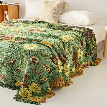 Meadow Daisy Cotton Gauze Tassel Blanket - image 3