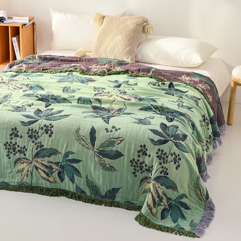 Botanical Leaf & Berry Cotton Gauze Blanket - image 3