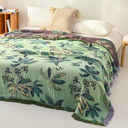 Botanical Leaf & Berry Cotton Gauze Blanket - image 3