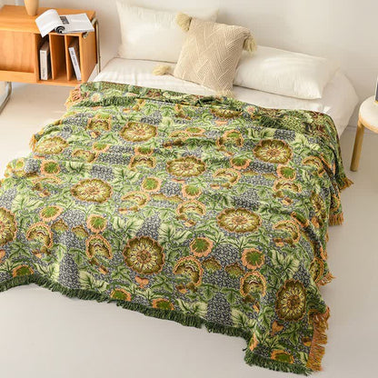 Garden-Inspired Floral Cotton Gauze Tassel Blanket - image 2