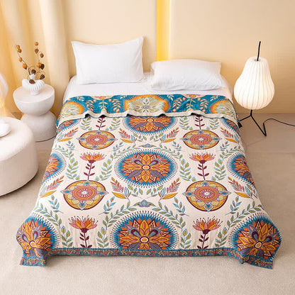 Exotic Pattern Leaf Cotton Gauze Blanket - image 1