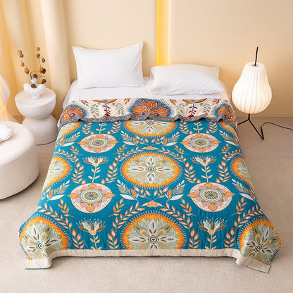 Exotic Pattern Leaf Cotton Gauze Blanket - image 2