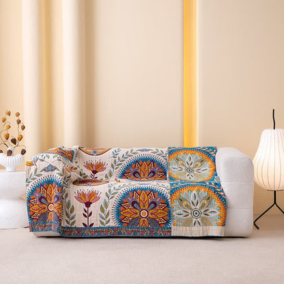Exotic Pattern Leaf Cotton Gauze Blanket - 90"W x 98"L - image 0