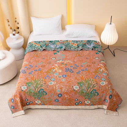 Flourishing Floral & Leaf Cotton Gauze Blanket - image 2
