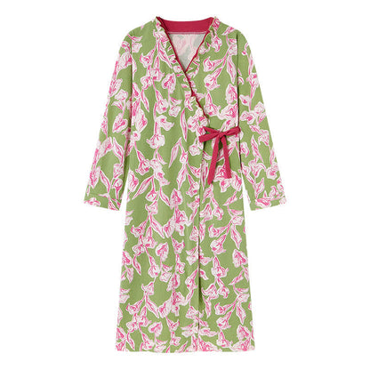 Artistic Floral Kimono Style Ruffled Nightgown - image 4