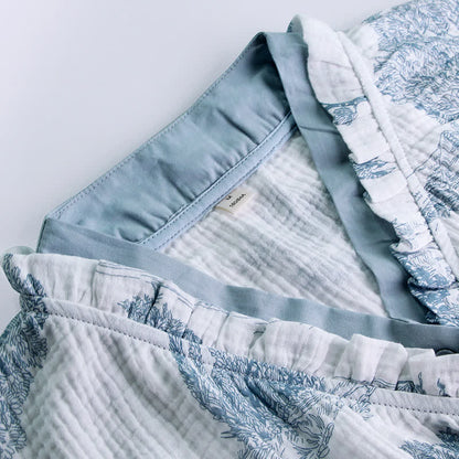 Ruffled Neck Landscape Loungewear Set - image 1