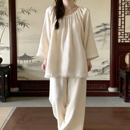Minimalist Solid Color Cotton Loungewear Set - image 2