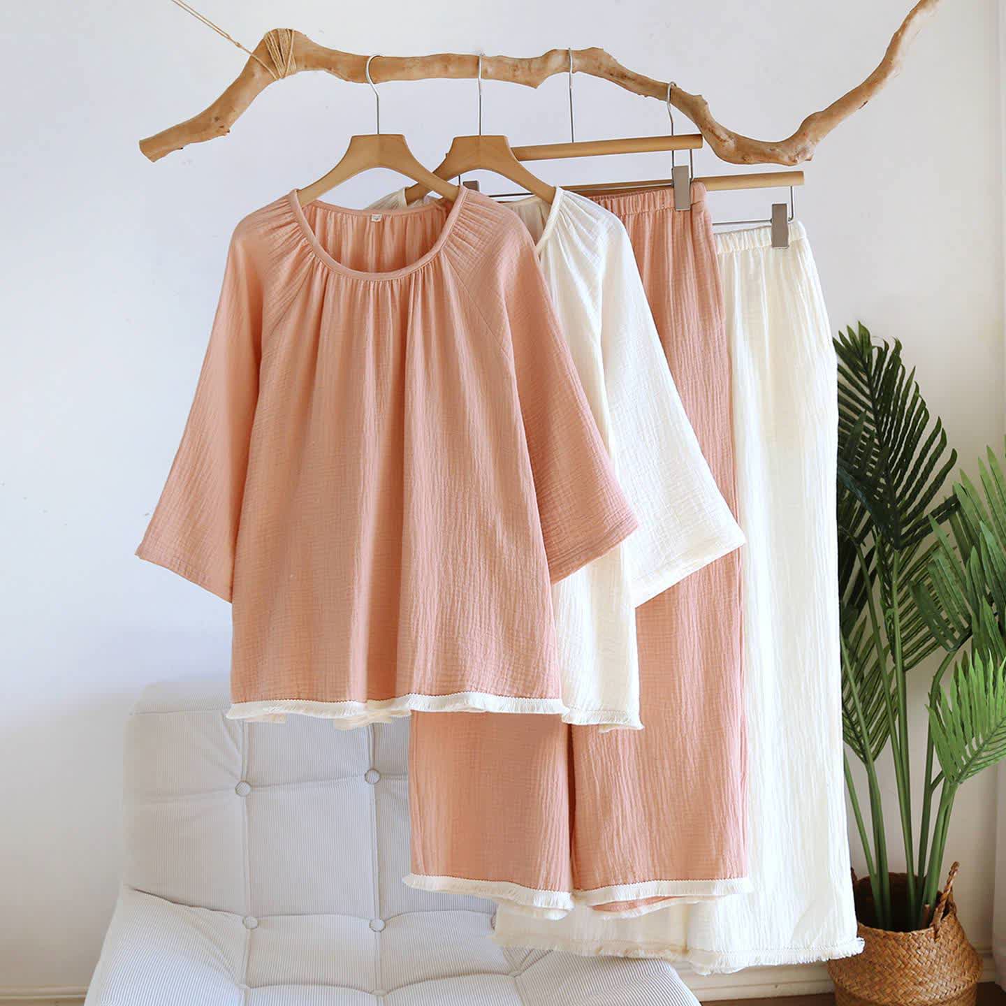 Minimalist Solid Color Cotton Loungewear Set - image 3