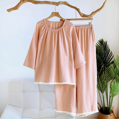 Minimalist Solid Color Cotton Loungewear Set - Pink - XL - image 5