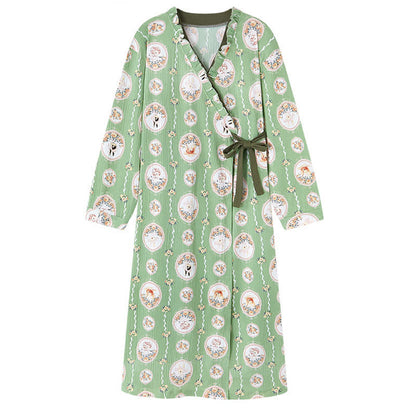 Medallion Floral Kimono Style Ruffled Nightgown - image 5