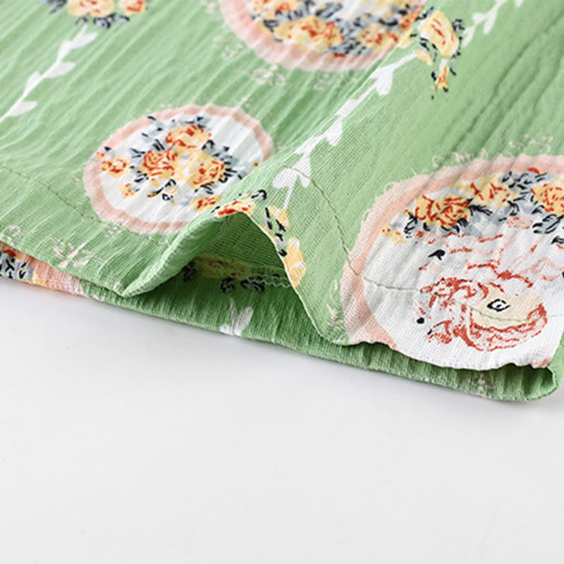 Medallion Floral Kimono Style Ruffled Nightgown - image 4