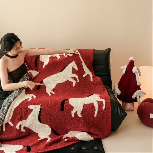 Artistic Equestrian Silhouette Throw Blanket - 51"W x 67"L - image 0