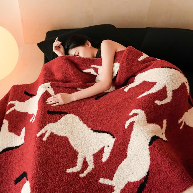 Artistic Equestrian Silhouette Throw Blanket - image 3