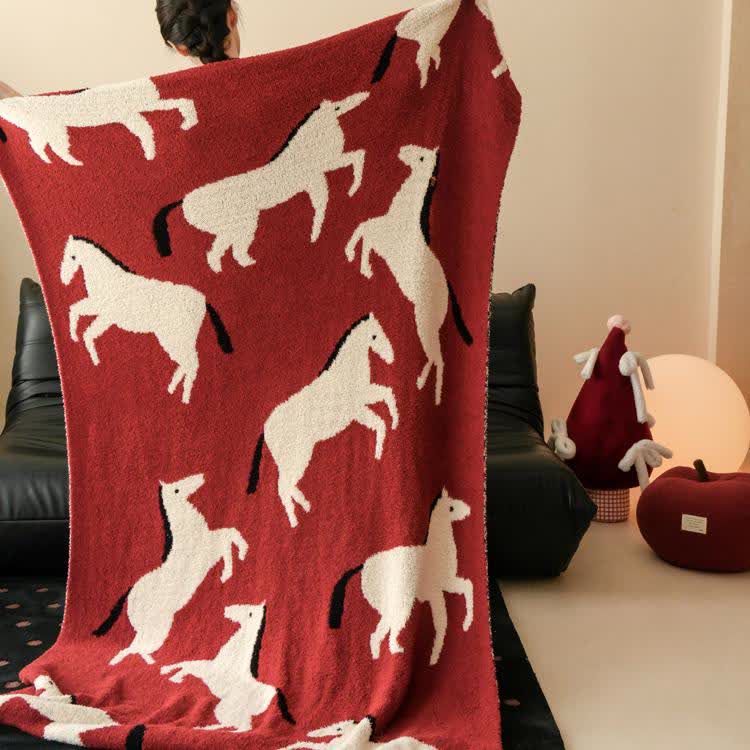 Artistic Equestrian Silhouette Throw Blanket - image 2