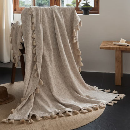 Country Vine Jacquard Cotton Linen Blanket - 47"W x 67"L - image 0