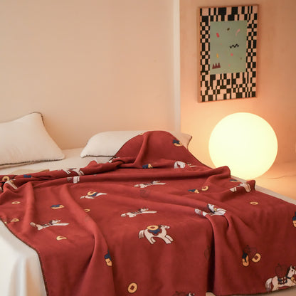 Faux Wool Trojan Horse Reversible Throw Blanket - image 3