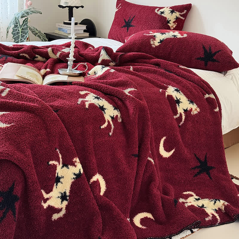 Festive Year of the Horse Knitted Throw Blanket - 79"W x 90"L - image 0