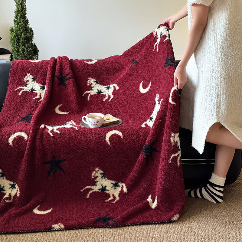 Festive Year of the Horse Knitted Throw Blanket - image 2