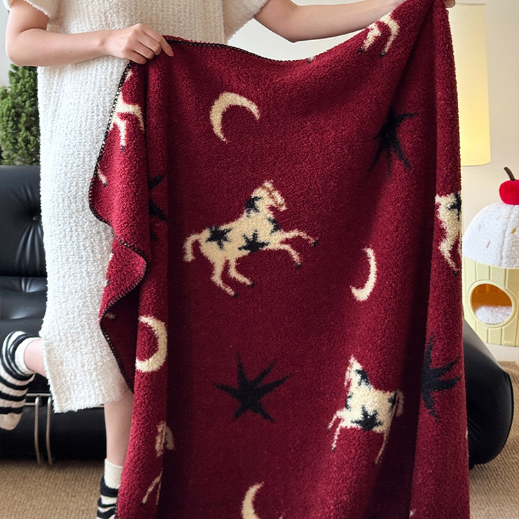 Festive Year of the Horse Knitted Throw Blanket - image 5