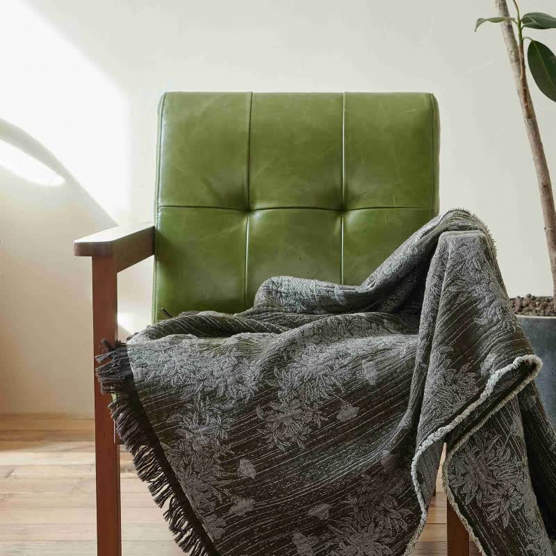 Vintage Floral Pure Cotton Tassel Blanket - image 2