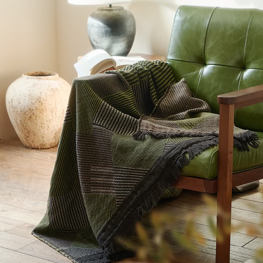 Subtle Striped Cotton Tassel Blanket - image 2