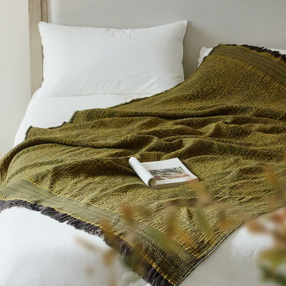 Retro Style Cotton Tassel Blanket - image 2