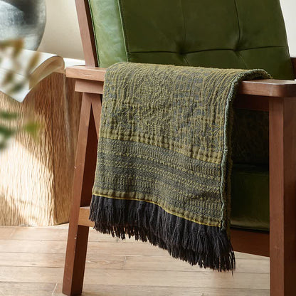 Retro Style Cotton Tassel Blanket - image 3