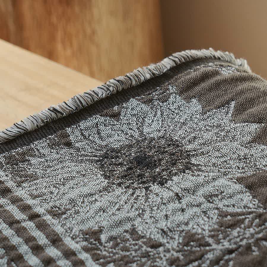 Vintage Sunflower Pure Cotton Tassel Blanket - image 4