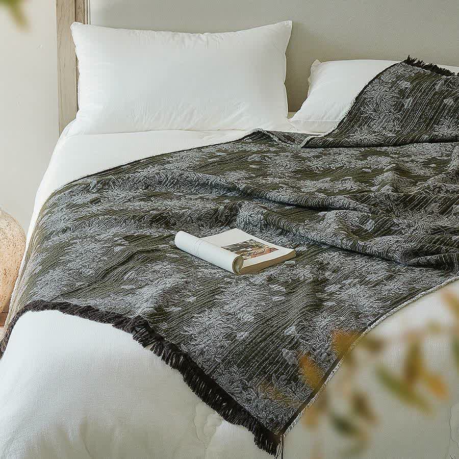 Vintage Floral Pure Cotton Tassel Blanket - image 3