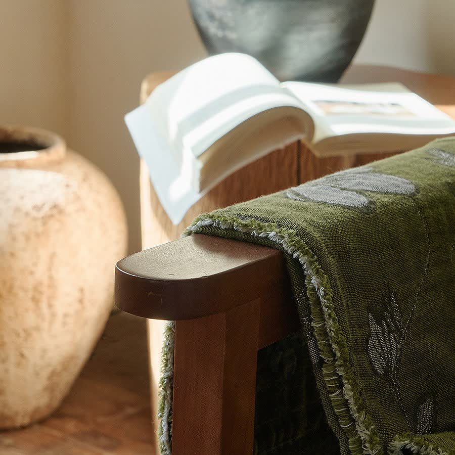 Elegant Floral Pure Cotton Tassel Blanket - image 4