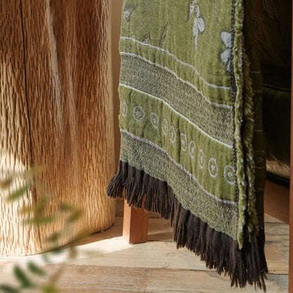 Elegant Floral Pure Cotton Tassel Blanket - image 5