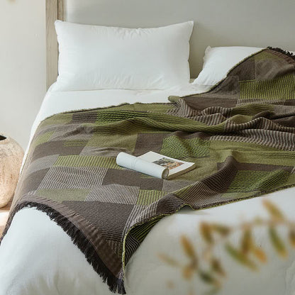 Subtle Striped Cotton Tassel Blanket - image 3