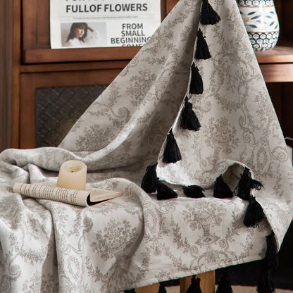 Vintage Botanical Jacquard Cotton Linen Blanket - image 2