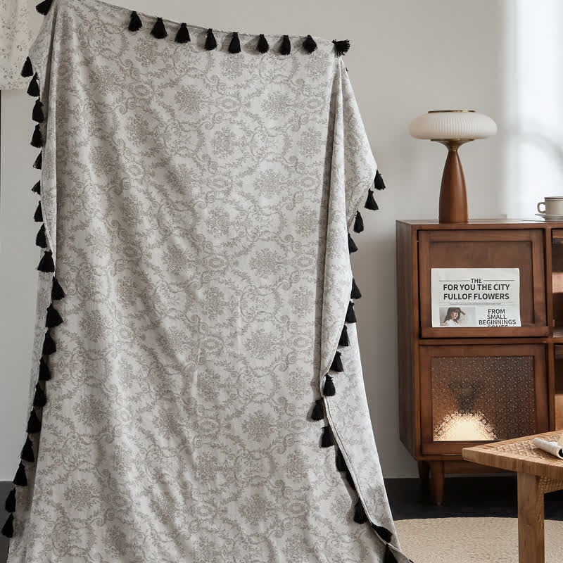 Vintage Botanical Jacquard Cotton Linen Blanket - image 1