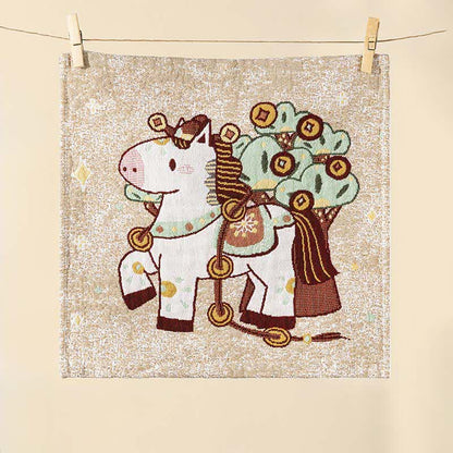 Cartoon Horse Cotton Gauze Square Towel - image 3