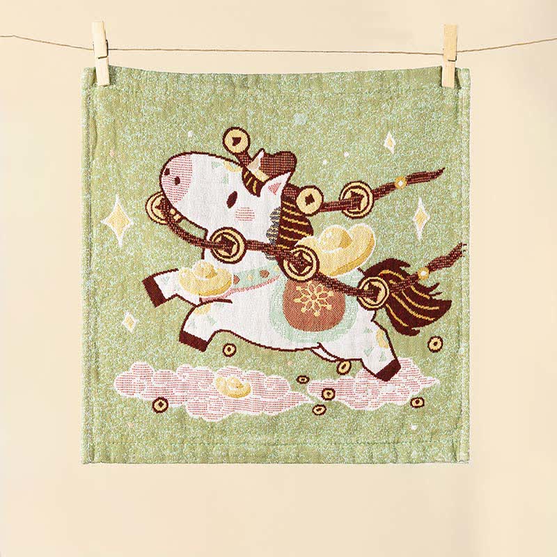 Cartoon Horse Cotton Gauze Square Towel - image 1