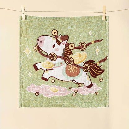 Cartoon Horse Cotton Gauze Square Towel - image 1