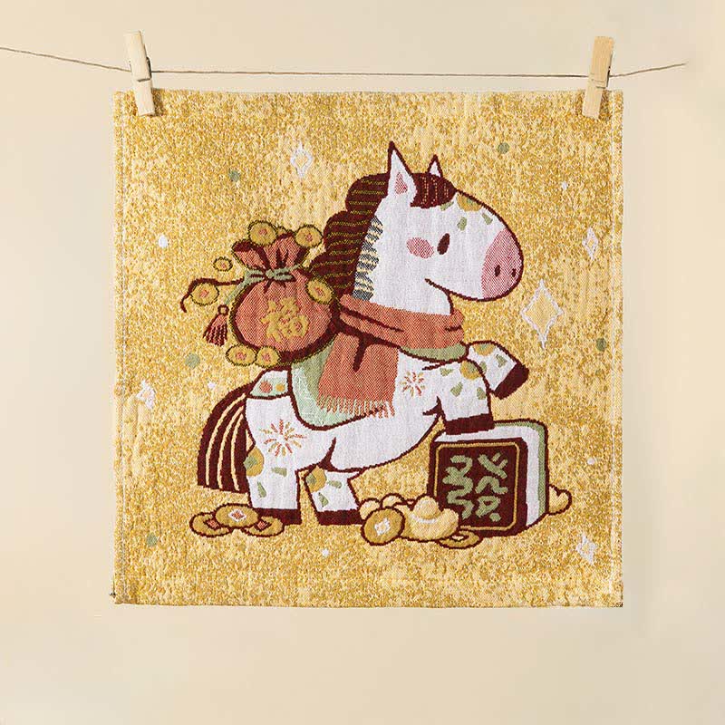 Cartoon Horse Cotton Gauze Square Towel - image 2