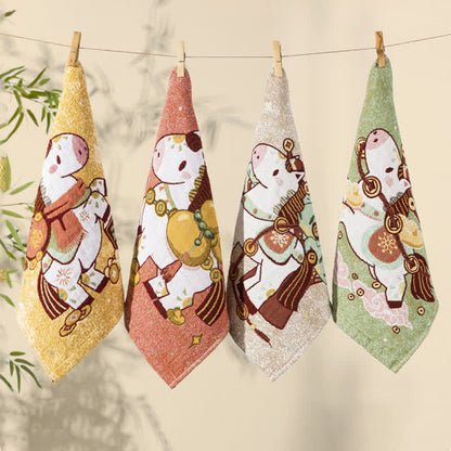 Cartoon Horse Cotton Gauze Square Towel - Colorful - Set of 4 - 14"W*14"L - image 0
